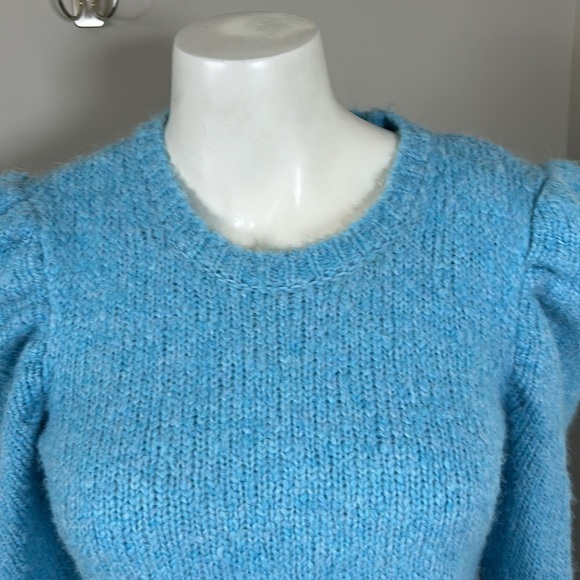 Derek Lam 10 Crosby Locken Puff Sleeve Sweater in Light Blue Alpaca Sz S - Picture 4 of 12